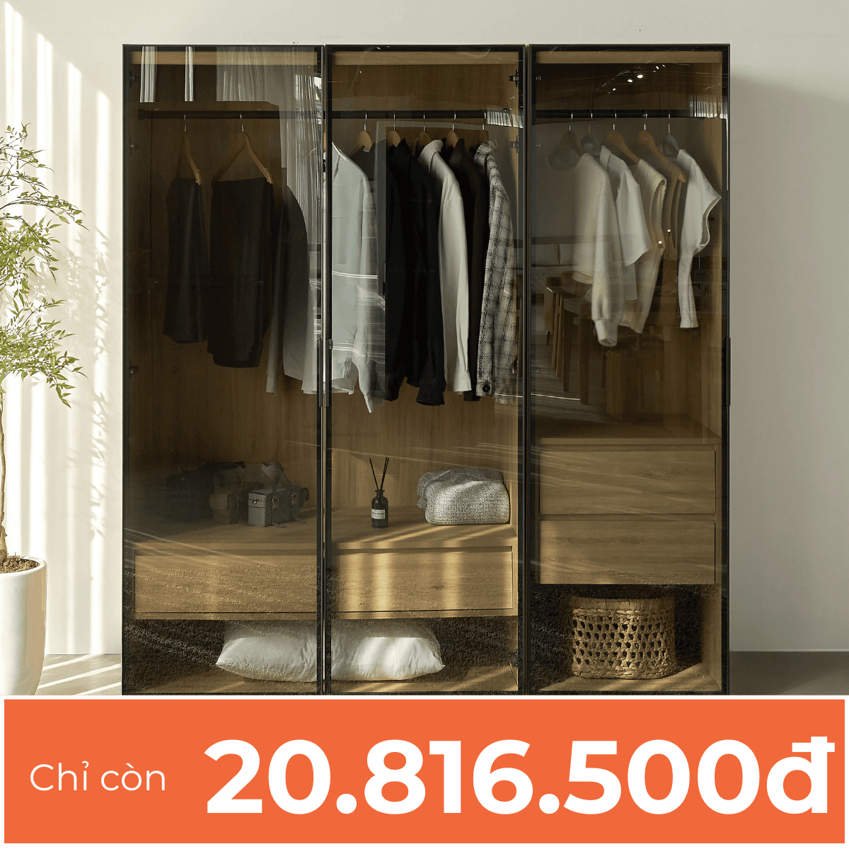 Combo Tủ Quần Áo Cánh Kính ASTRO - Nhiều kích thước