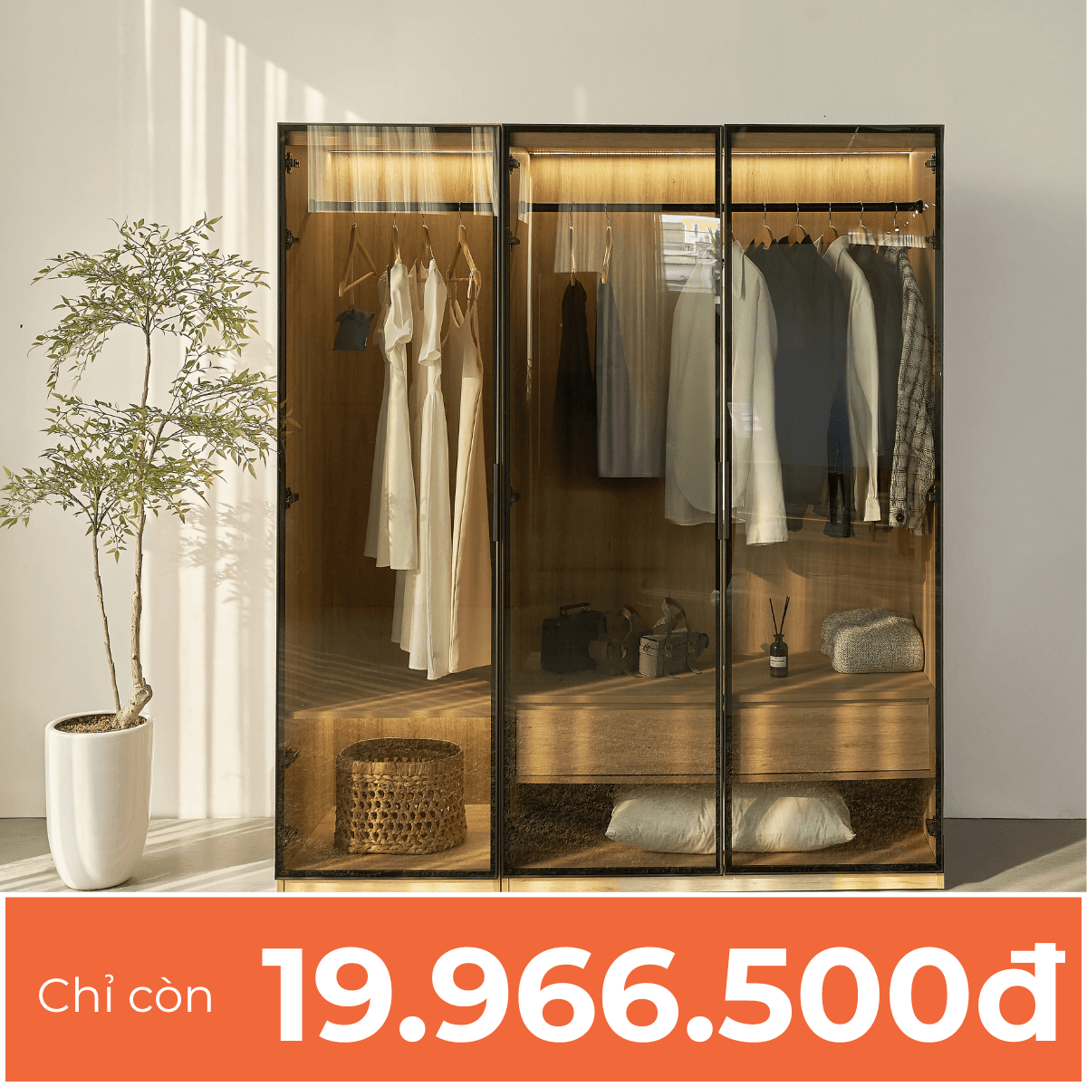 Combo Tủ Quần Áo Cánh Kính ASTRO - Nhiều kích thước