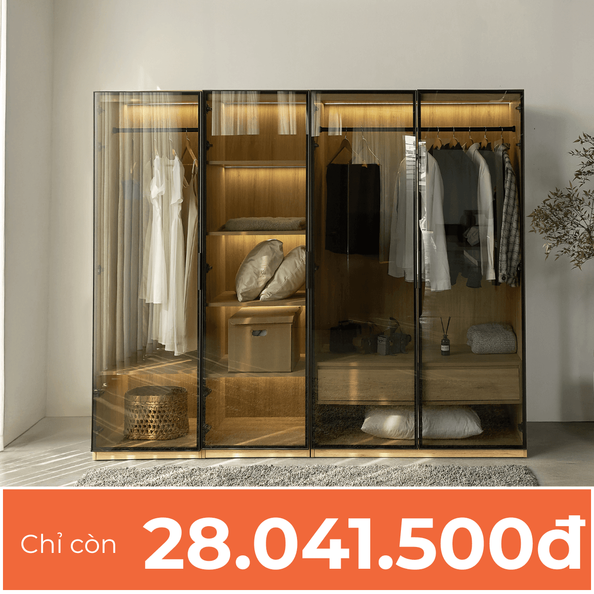 Combo Tủ Quần Áo Cánh Kính ASTRO - Nhiều kích thước