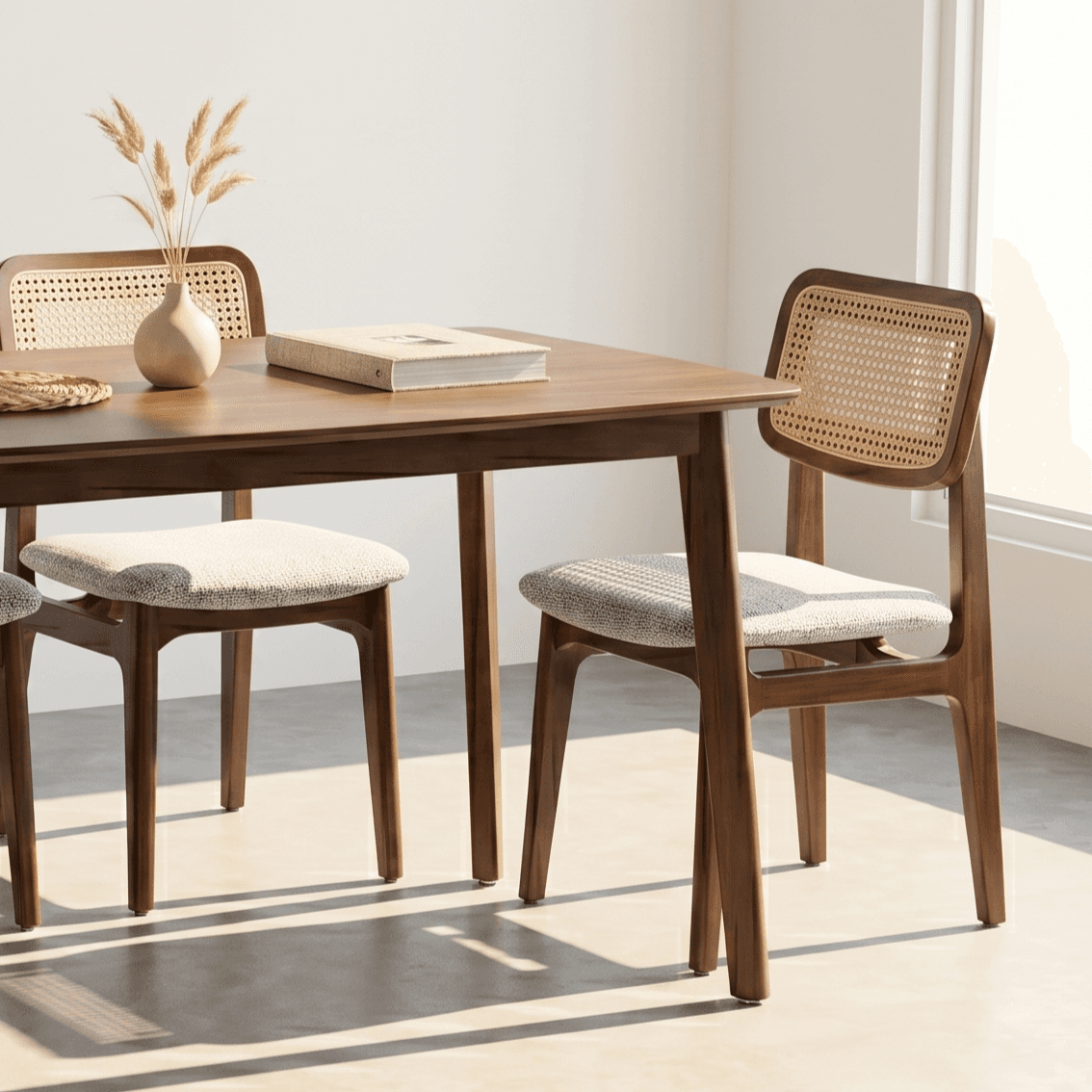 Ghế Gỗ HERNING Lưng Mây Đan