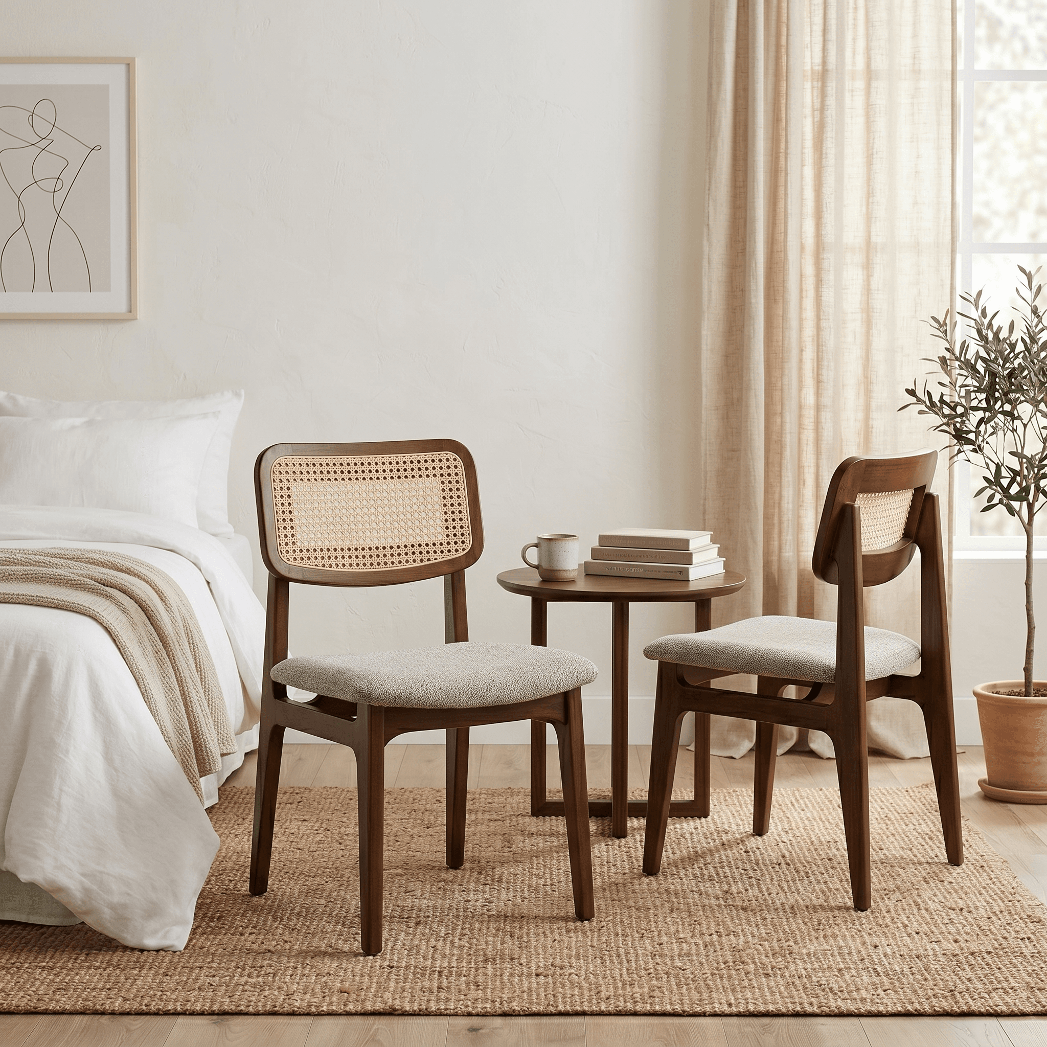 Ghế Gỗ HERNING Lưng Mây Đan