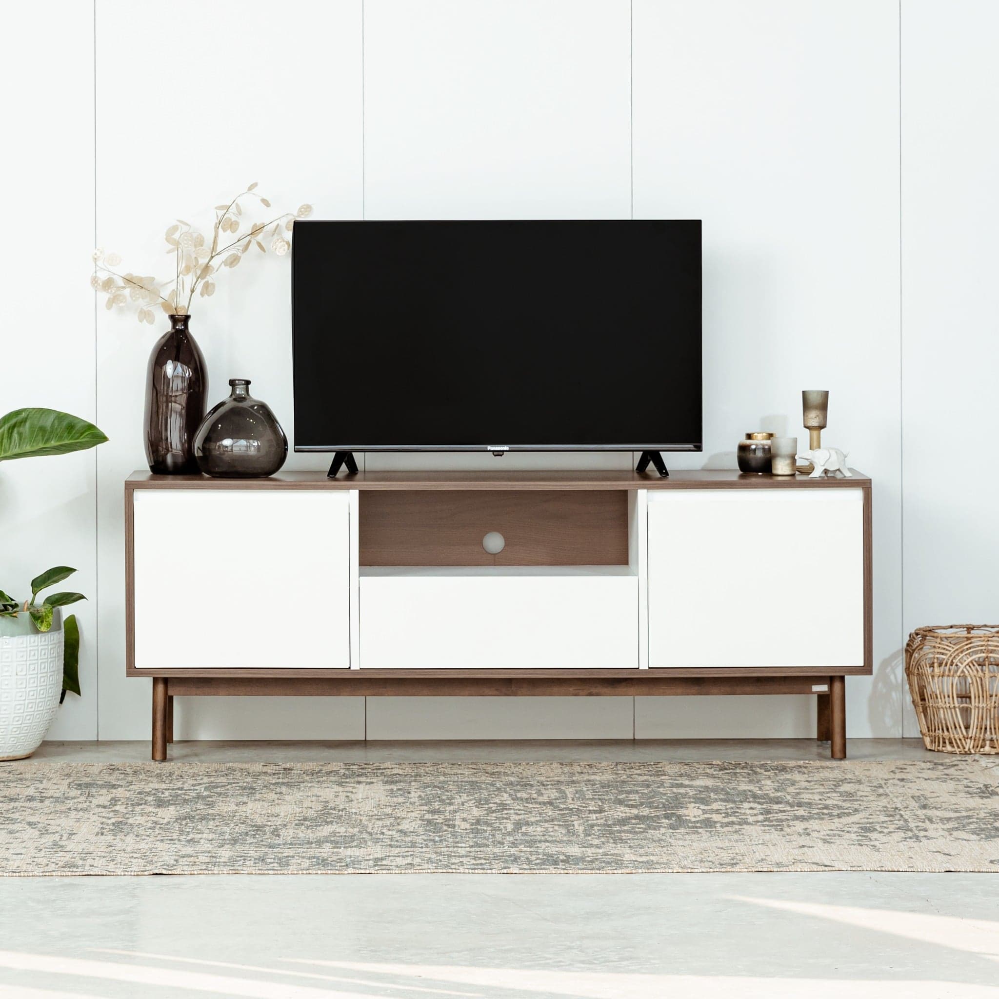 Tủ Kệ Tivi Gỗ OSLO 201 (Màu Nâu/Trắng 160)