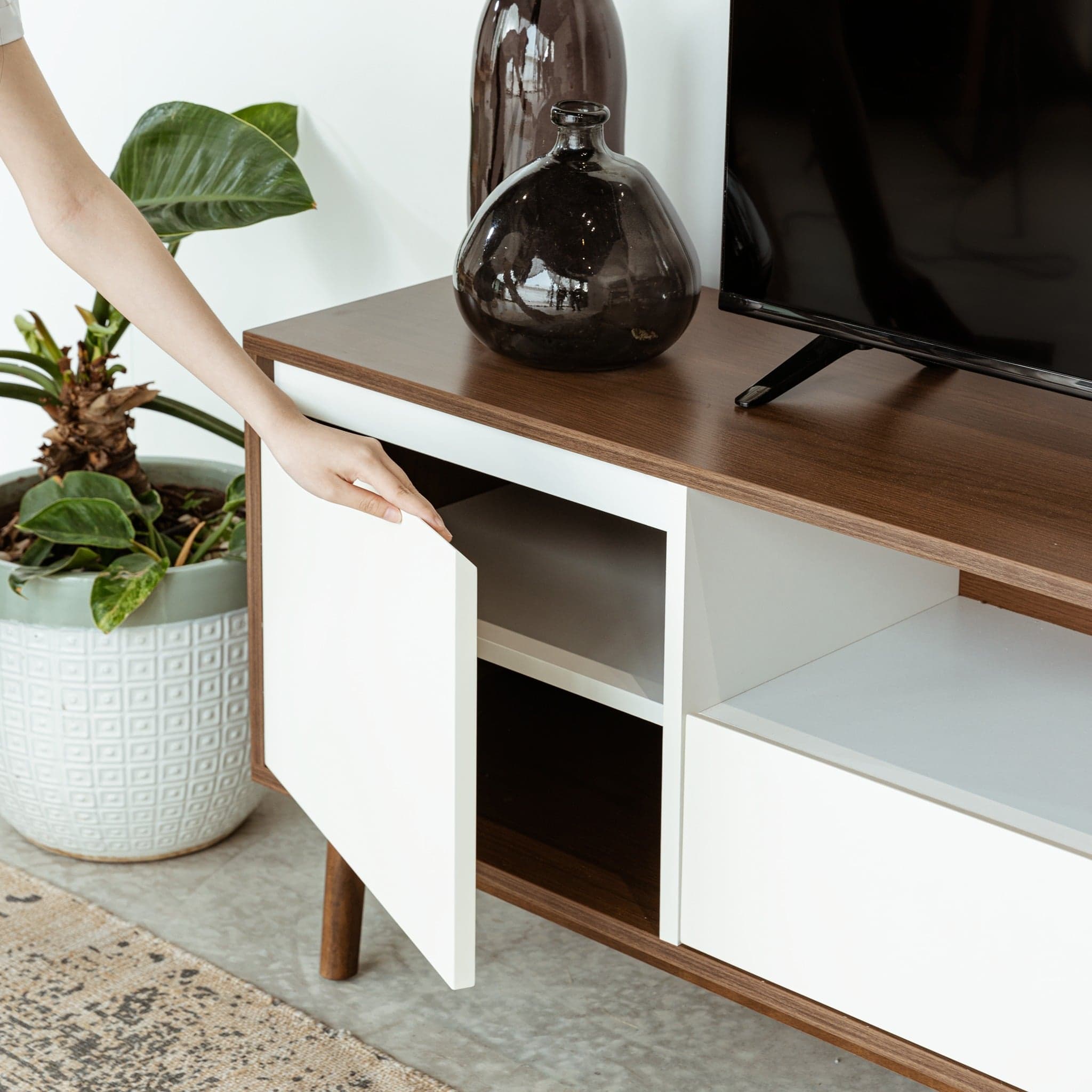Tủ Kệ Tivi Gỗ OSLO 201 (Màu Nâu/Trắng 160)