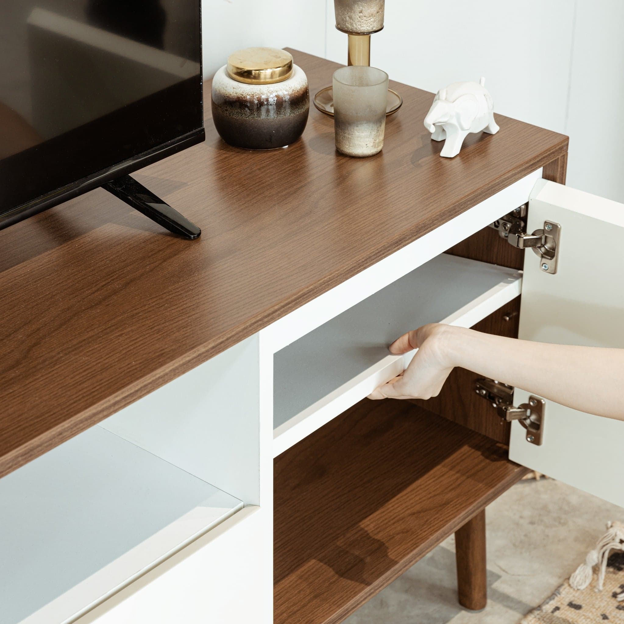 Tủ Kệ Tivi Gỗ OSLO 201 (Màu Nâu/Trắng 160)