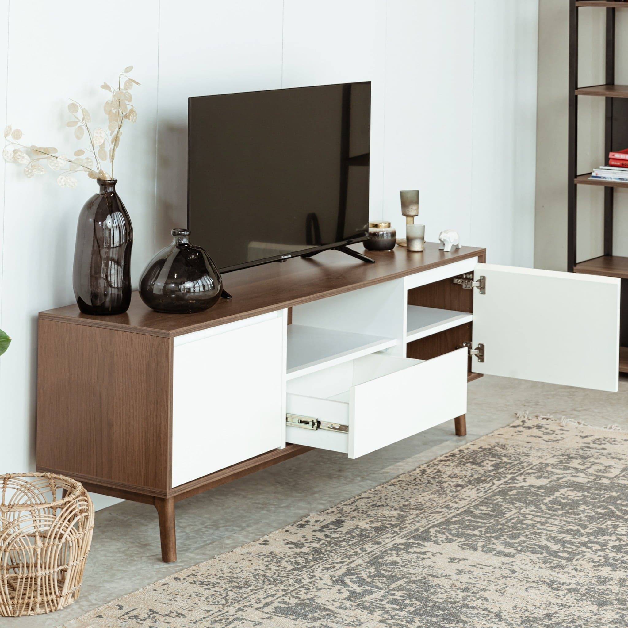 Tủ Kệ Tivi Gỗ OSLO 201 (Màu Nâu/Trắng 160)